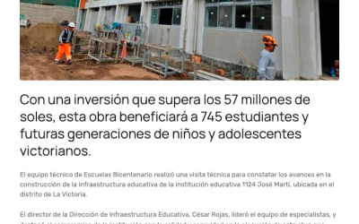 La Victoria: Escuela Bicentenario José Martí estará lista para el tercer trimestre